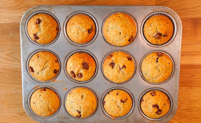 Банановые маффины с кусочками шоколада