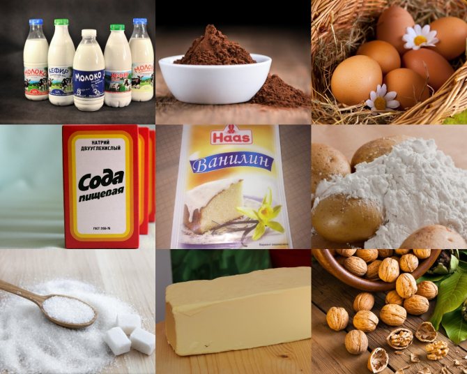 Ингредиенты для торта «Черный принц» на кефире с заварным кремом