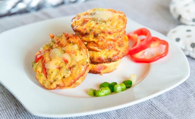Яичные маффины с болгарским перцем, помидорами и сыром